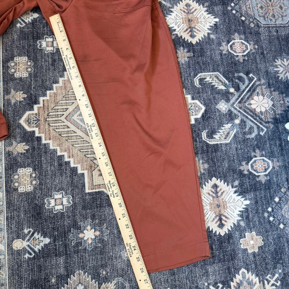 Abercrombie & Fitch Paperbag High-Waist Pull-On Satin Pants Rust Orange Womens L - Picture 10 of 10